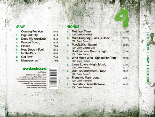 Dirt Crew : Raw (CD, Album + CD, Comp)