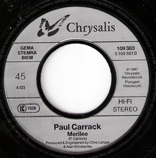 Paul Carrack : Don't Shed A Tear (7", Single, M/Print)