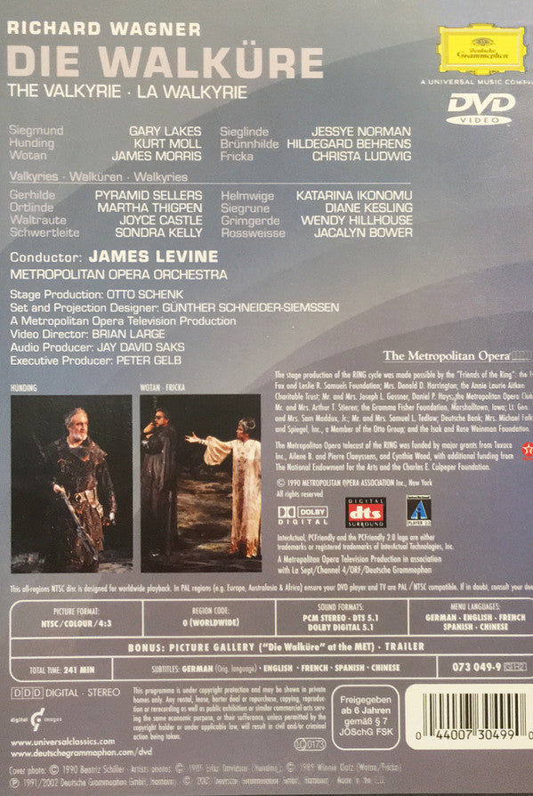 Richard Wagner / James Levine (2), Hildegard Behrens, Jessye Norman, Christa Ludwig, Gary Lakes, James Morris (5), Kurt Moll, The Metropolitan Opera House Orchestra : Die Walküre (2xDVD-V, NTSC)