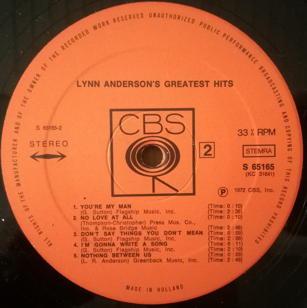 Lynn Anderson : Lynn Anderson's Greatest Hits (LP, Comp)