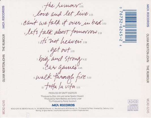 Olivia Newton-John : The Rumour (CD, Album)