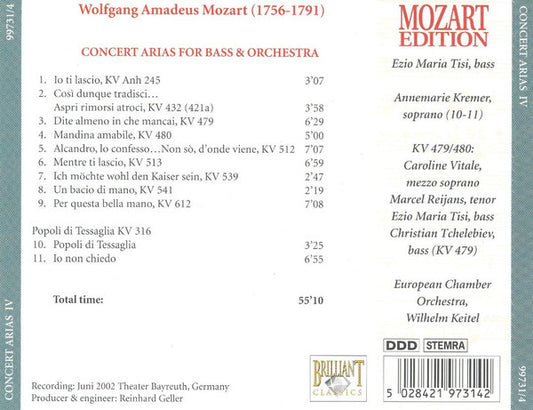 Wolfgang Amadeus Mozart : Concert Arias IV (CD)