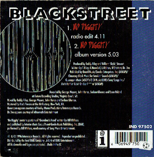 Blackstreet Featuring Dr. Dre : No Diggity (CD, Single, Car)
