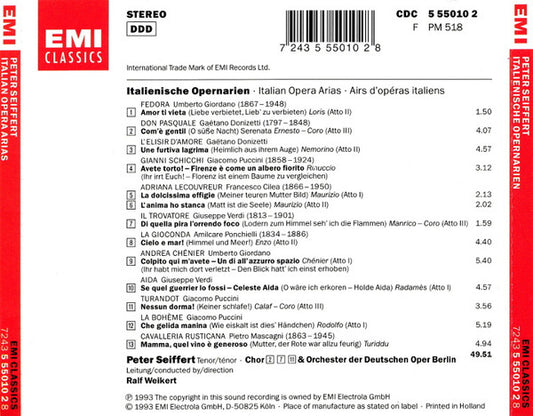 Peter Seiffert : Italienische Opernarien (CD)