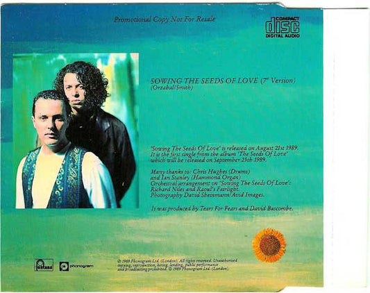 Tears For Fears : Sowing The Seeds Of Love (CD, Single, Promo)