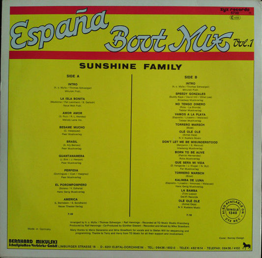 Sunshine Family : España Boot Mix Vol. 1 (12", Maxi)