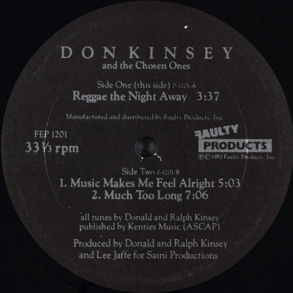 Don Kinsey And The Chosen Ones : Reggae The Night Away (12", EP)