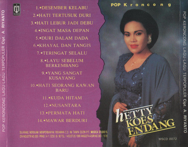Hetty Koes Endang : Pop Keroncong Lagu-Lagu Terpopuler Karya A. Riyanto (CD, Album)