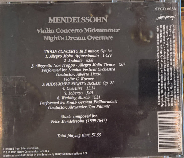Felix Mendelssohn-Bartholdy : Violin Concerto / Midsummer Night's Dream Overture (CD)