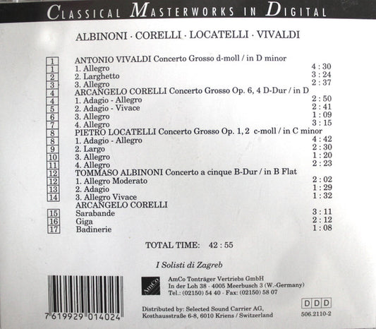 Tomaso Albinoni • Arcangelo Corelli • Pietro Antonio Locatelli • Antonio Vivaldi : Concerti Grossi (CD)