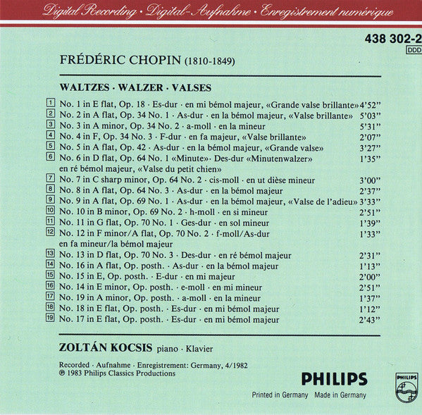 Frédéric Chopin - Zoltán Kocsis : The Complete Waltzes (CD, Album)