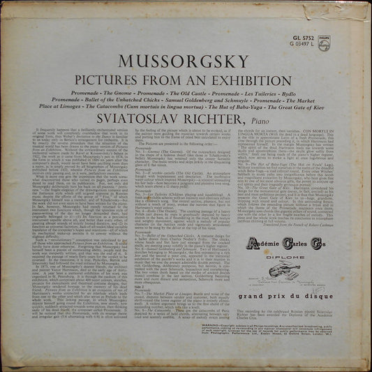 Modest Mussorgsky, Sviatoslav Richter : Pictures from an Exhibition (LP)