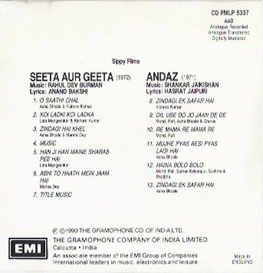 R. D. Burman, Shankar-Jaikishan : Seeta Aur Geeta / Andaz (CD, Album, Comp)