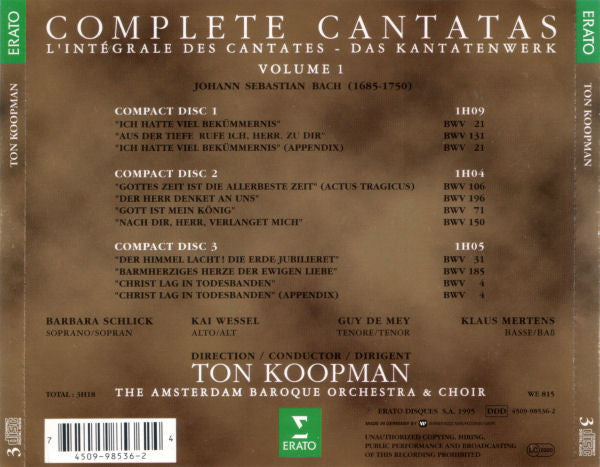 Johann Sebastian Bach, Ton Koopman, The Amsterdam Baroque Orchestra And Choir : Complete Cantatas - Volume 1 (3xCD, Album)