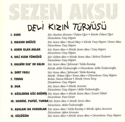 Sezen Aksu : Deli Kızın Türküsü (CD, Album)