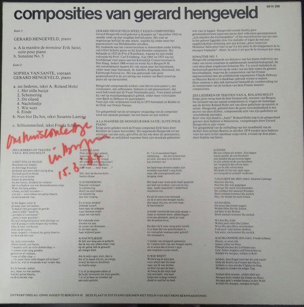 Gerard Hengeveld : Composities Van Gerard Hengeveld (LP, Album)