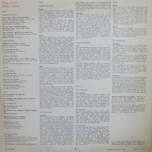 Theo Adam : Mozart-Arien (LP)