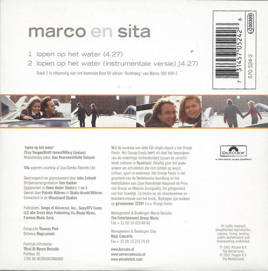 Marco Borsato En Sita : Lopen Op Het Water (CD, Single)