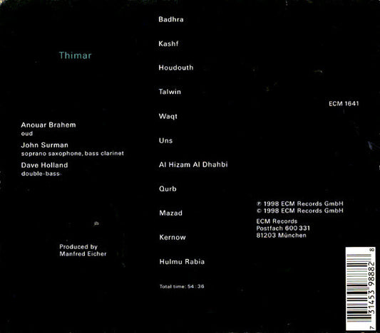 Anouar Brahem / John Surman / Dave Holland : Thimar (CD, Album, RP, Sli)
