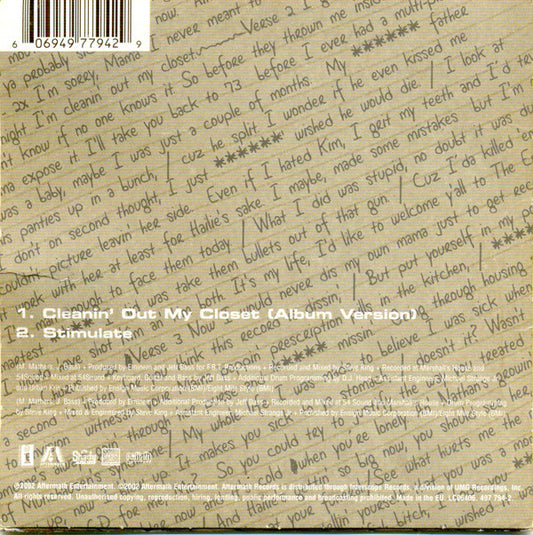 Eminem : Cleanin' Out My Closet (CD, Single, Car)