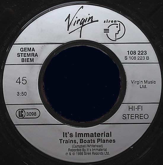 It's Immaterial : Driving Away From Home (Jim's Tune) (7", Single)