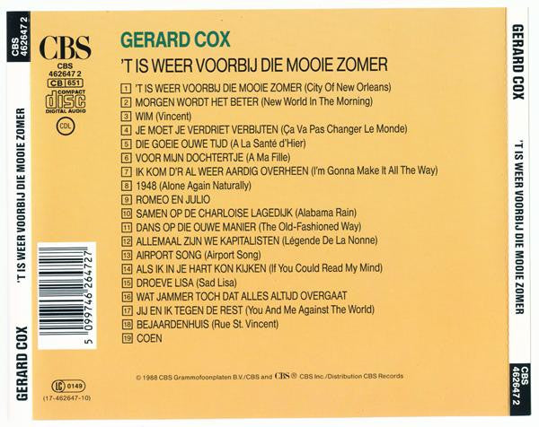 Gerard Cox : 't Is Weer Voorbij Die Mooie Zomer (CD, Comp)