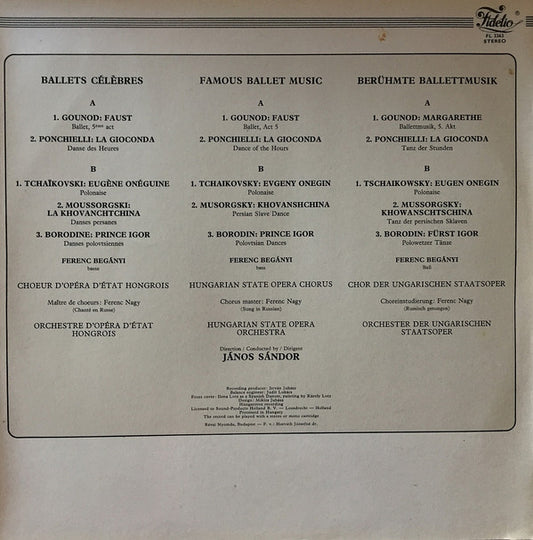 Janos Sandor, Hungarian State Opera Orchestra : Famous Ballet Music: Faust / La Gioconda / Evgeny Onegin / Khovanshchina / Prince Igor (LP)