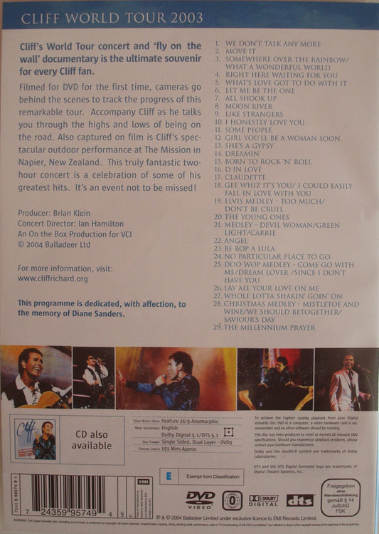 Cliff Richard : Cliff World Tour 2003 (DVD-V, Multichannel, PAL)