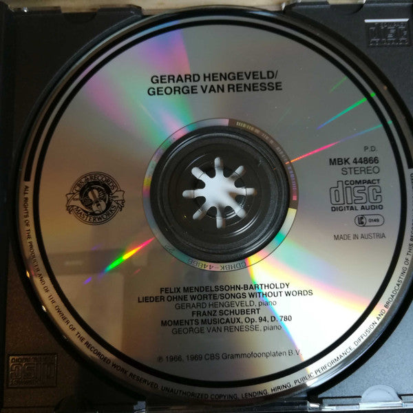 Felix Mendelssohn-Bartholdy, Franz Schubert, Gerard Hengeveld, George Van Renesse : Lieder Ohne Worte & Moments Musicaux (CD, Album)