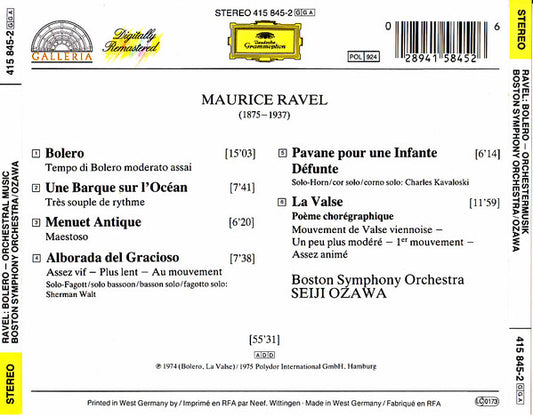 Maurice Ravel · Boston Symphony Orchestra / Seiji Ozawa : Bolero (CD, RM)