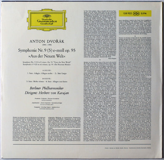 Antonín Dvořák - Berliner Philharmoniker, Herbert von Karajan : Symphonie "Aus Der Neuen Welt" (LP, RE)