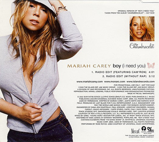 Mariah Carey : Boy (I Need You) (CD, Single, Promo)