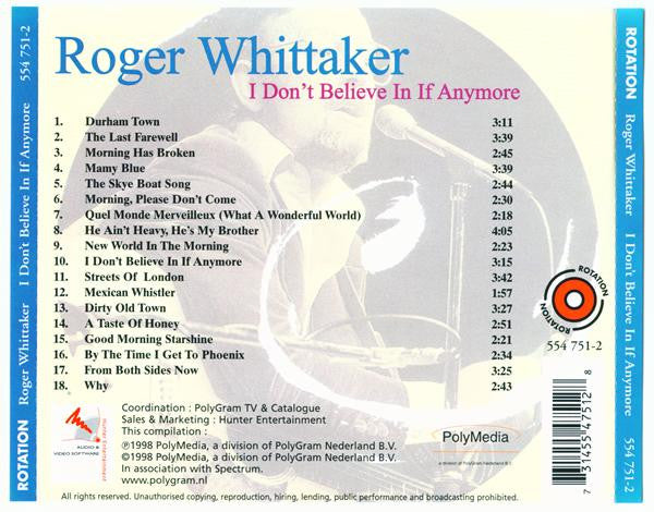 Roger Whittaker : I Don't Believe In If Anymore (CD, Comp)