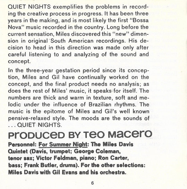Miles Davis : Quiet Nights (CD, Album, RE)