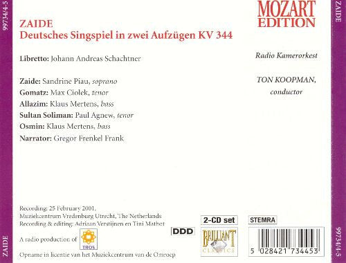 Wolfgang Amadeus Mozart : Operas Ascanio In Alba, Zaide (5xCD + Box)