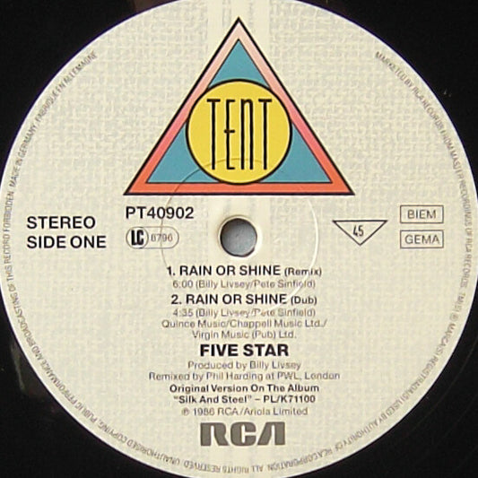 Five Star : Rain Or Shine (Remixed Version) (12", Maxi)