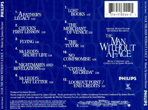 James Horner : The Man Without A Face (Original Motion Picture Soundtrack Recording) (CD, Album)