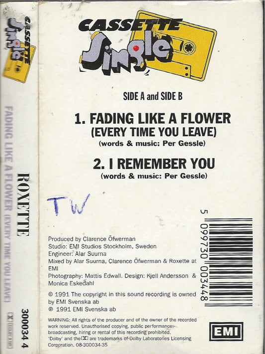 Roxette : Fading Like A Flower (Every Time You Leave) (Cass, Single)