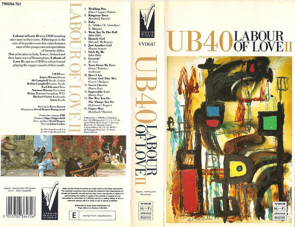 UB40 : Labour Of Love II (VHS, PAL, Hi-)