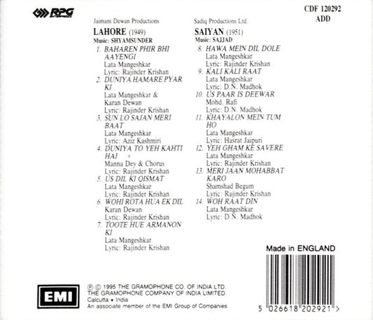 Shyamsunder, Sajjad : Lahore (1949) / Saiyan (1951) (CD, Comp)