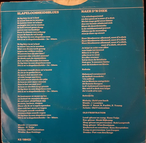 Old Frustration : Slapeloosheidsblues (7", Single)