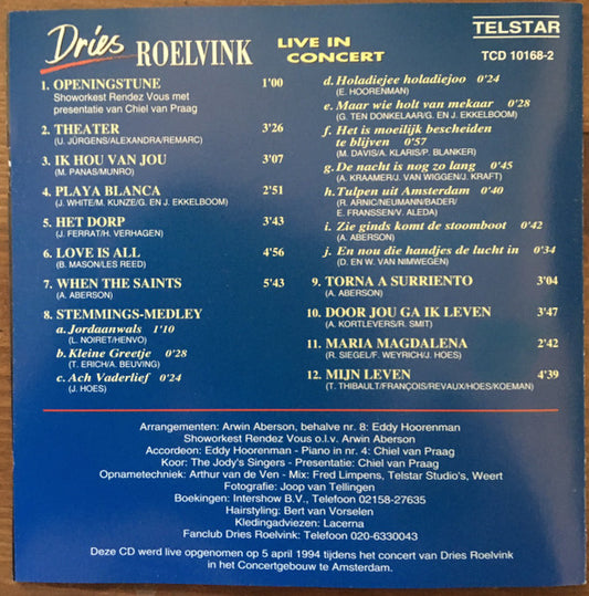Dries Roelvink : Live In Concert (CD, Album)