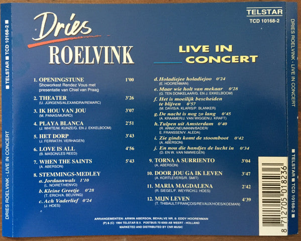 Dries Roelvink : Live In Concert (CD, Album)