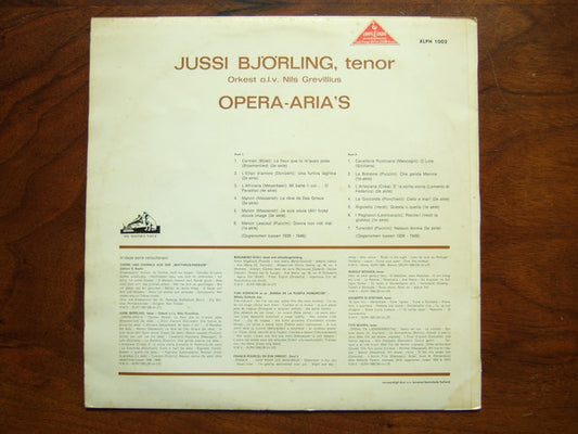 Jussi Björling : Opera-Aria's (LP, Comp, Mono)