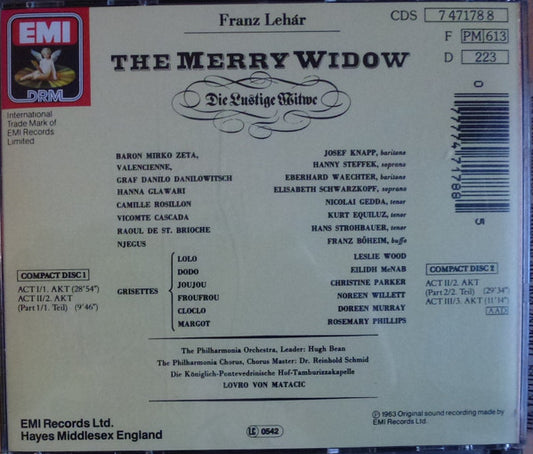 Franz Lehár - Elisabeth Schwarzkopf, Hanny Steffek, Nicolai Gedda, Josef Knapp (2), Eberhard Wächter, Philharmonia Orchestra & Philharmonia Chorus, Lovro Von Matacic : Die Lustige Witwe - The Merry Widow - La Veuve Joyeuse (2xCD, Album, RE, RM)