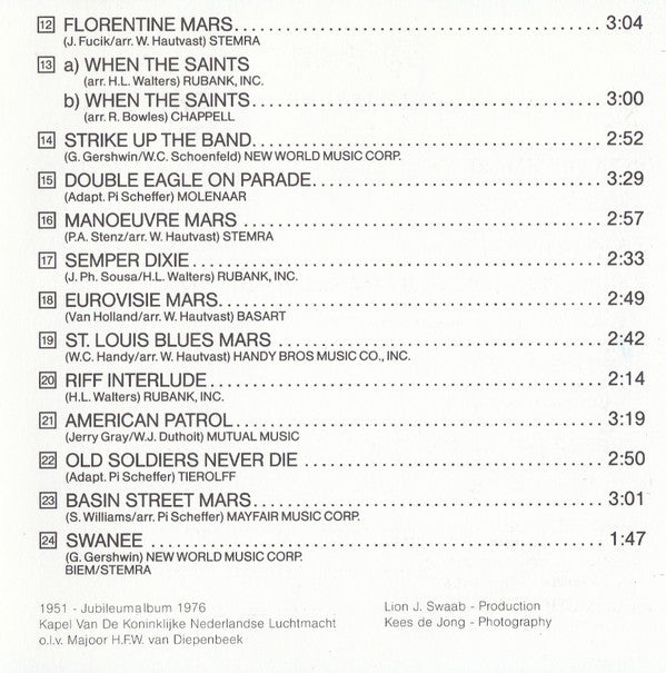 Kapel Van De Koninklijke Luchtmacht : Jubileumalbum 1951 - 1976 (CD, Comp)