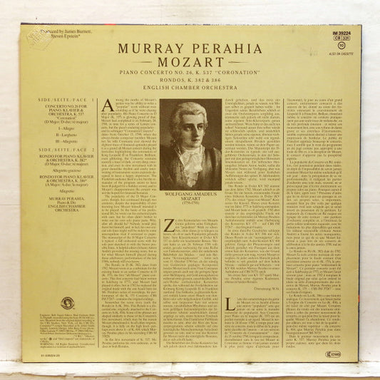 Wolfgang Amadeus Mozart – Murray Perahia, English Chamber Orchestra : Piano Concerto No. 26, K. 537 "Coronation" / Rondos, K. 382 & 386 (LP, Album)