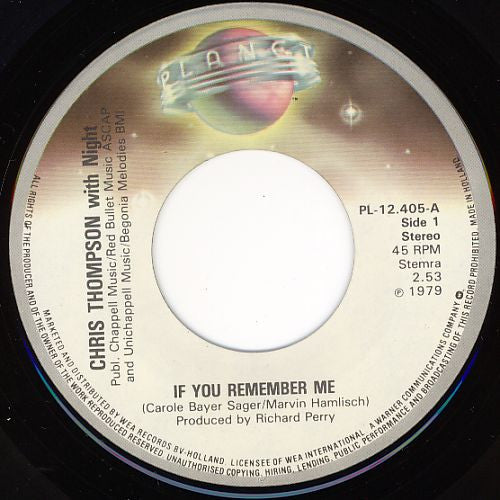 Night : If You Remember Me (7", Single)
