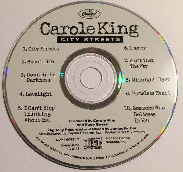 Carole King : City Streets (CD, Album)