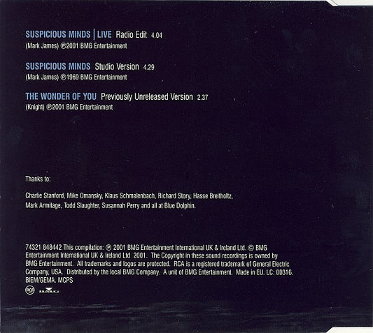 Elvis Presley : Suspicious Minds | Live (CD, Single)